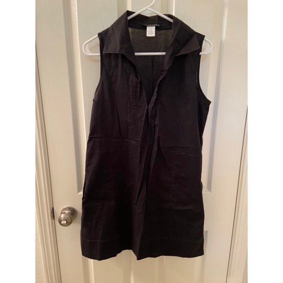 La Blanca by Rod Beattie Cover Up Shirt Dress Black Collared Women's Size Small