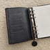 Minerva Box Leather A6 Personal Size Planner Cover, binder, Black