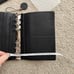 Minerva Box Leather A6 Personal Size Planner Cover, binder, Black