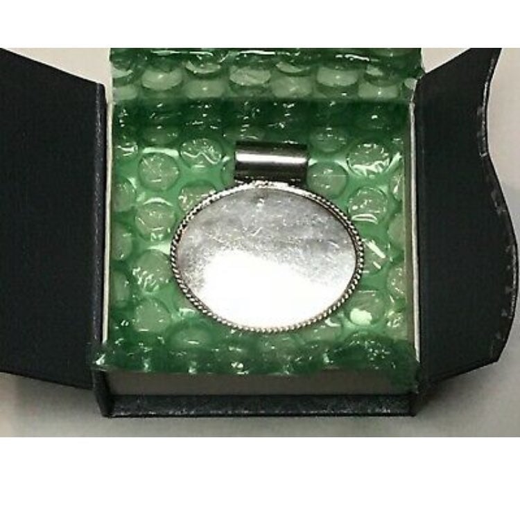 Sterling Silver Engravable Pendant Oval w Rope Border 18.4g Mexico 925