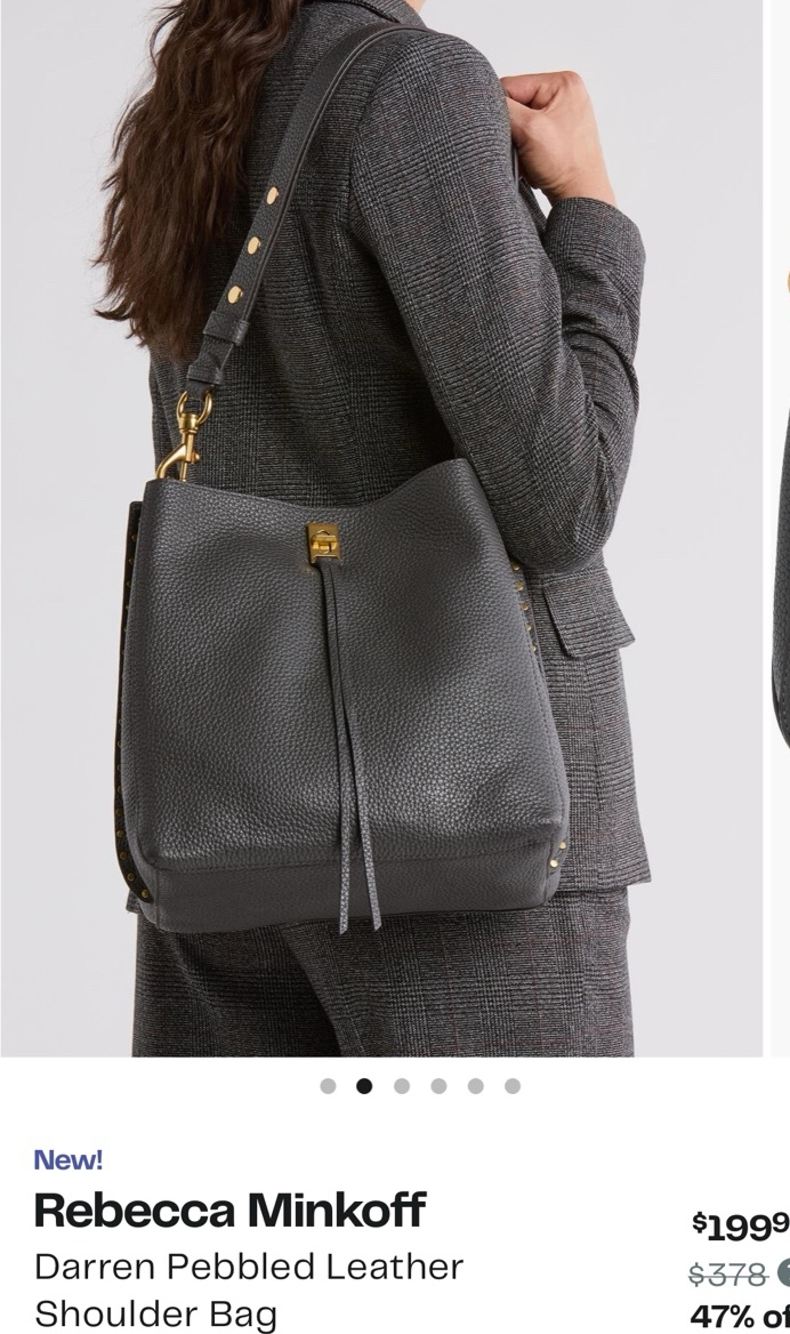 REBECCA MINKOFF Darren Black Pebbled Leather  Bag Purse Hobo Shoulder
