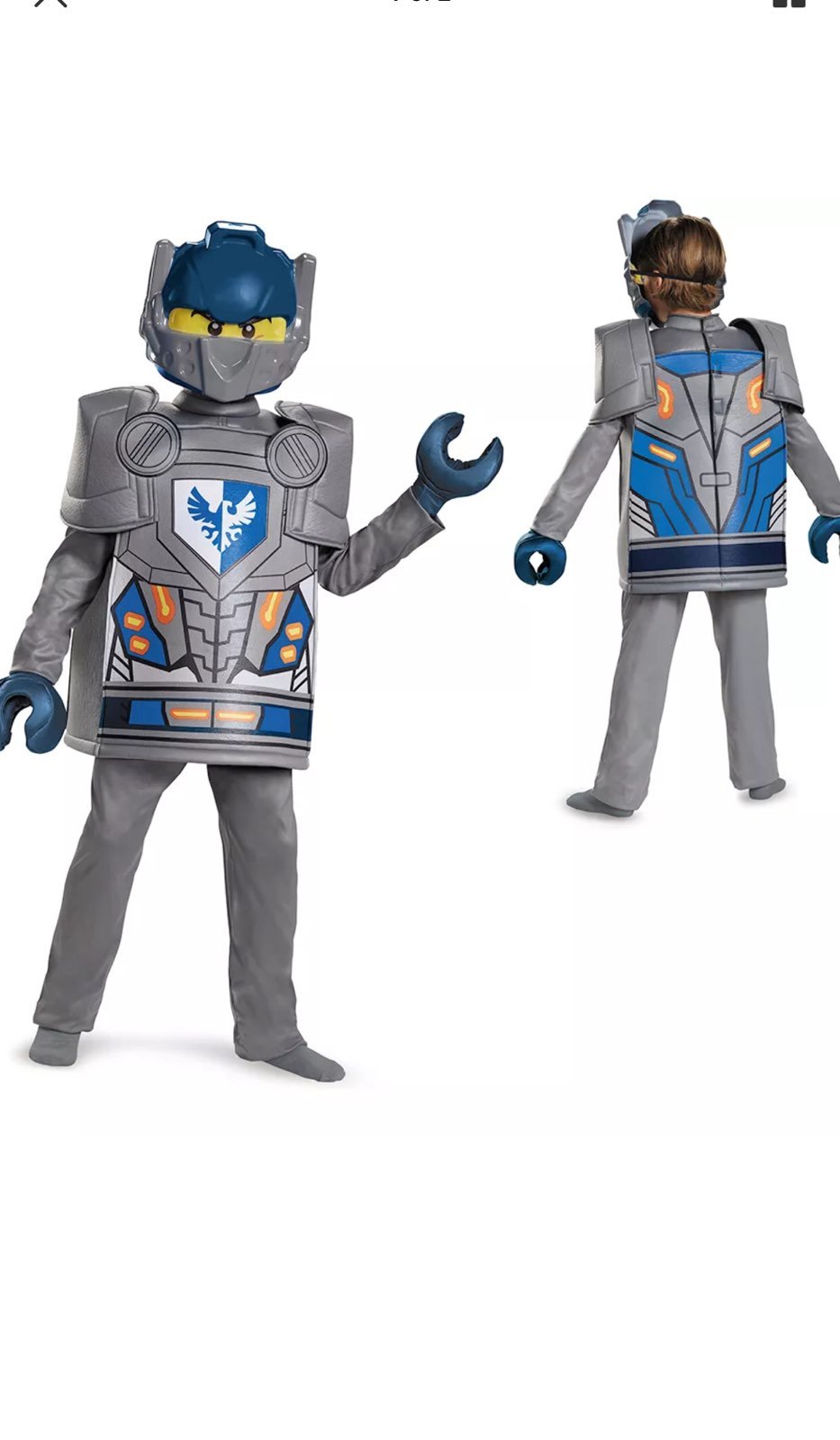 Lego Nexo Nights Clay Boys Costume M 7-8