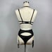 3pcs Black Floral Gold Chain Lingerie Set