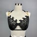 3pcs Black Floral Gold Chain Lingerie Set