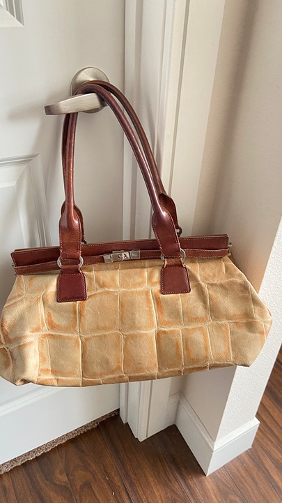 Beautiful Tosca Blu Tote Bag Made In Italy Beige/Cognac 17 x 12 Bag