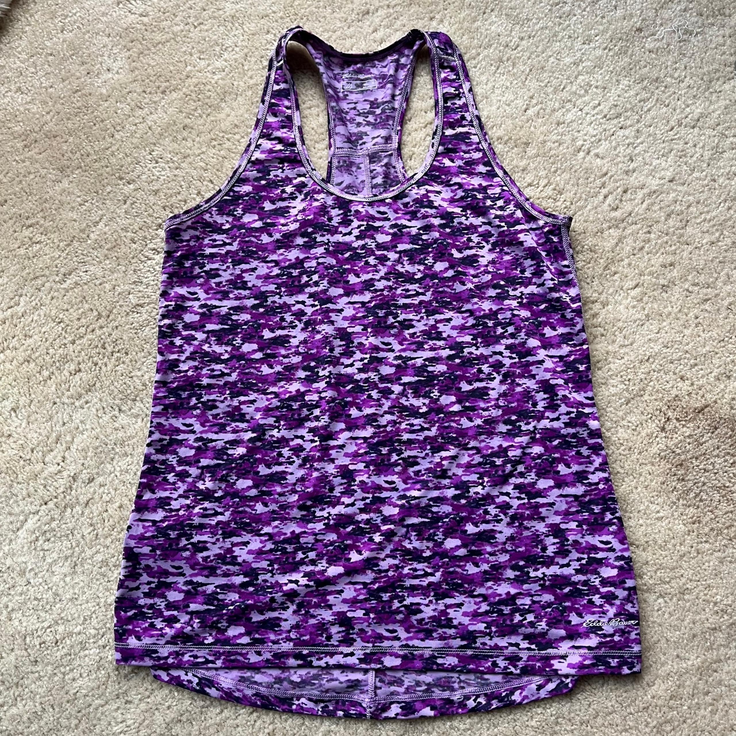 Eddie Bauer Women's Purple Camouflage Activewear Tank Top - M- EUC - Stretch