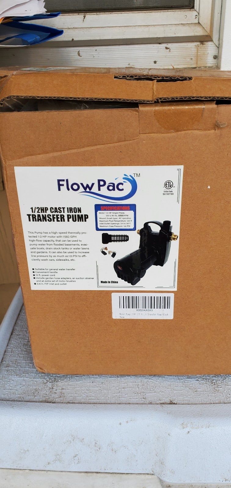 Transfer pump 1/2 hp