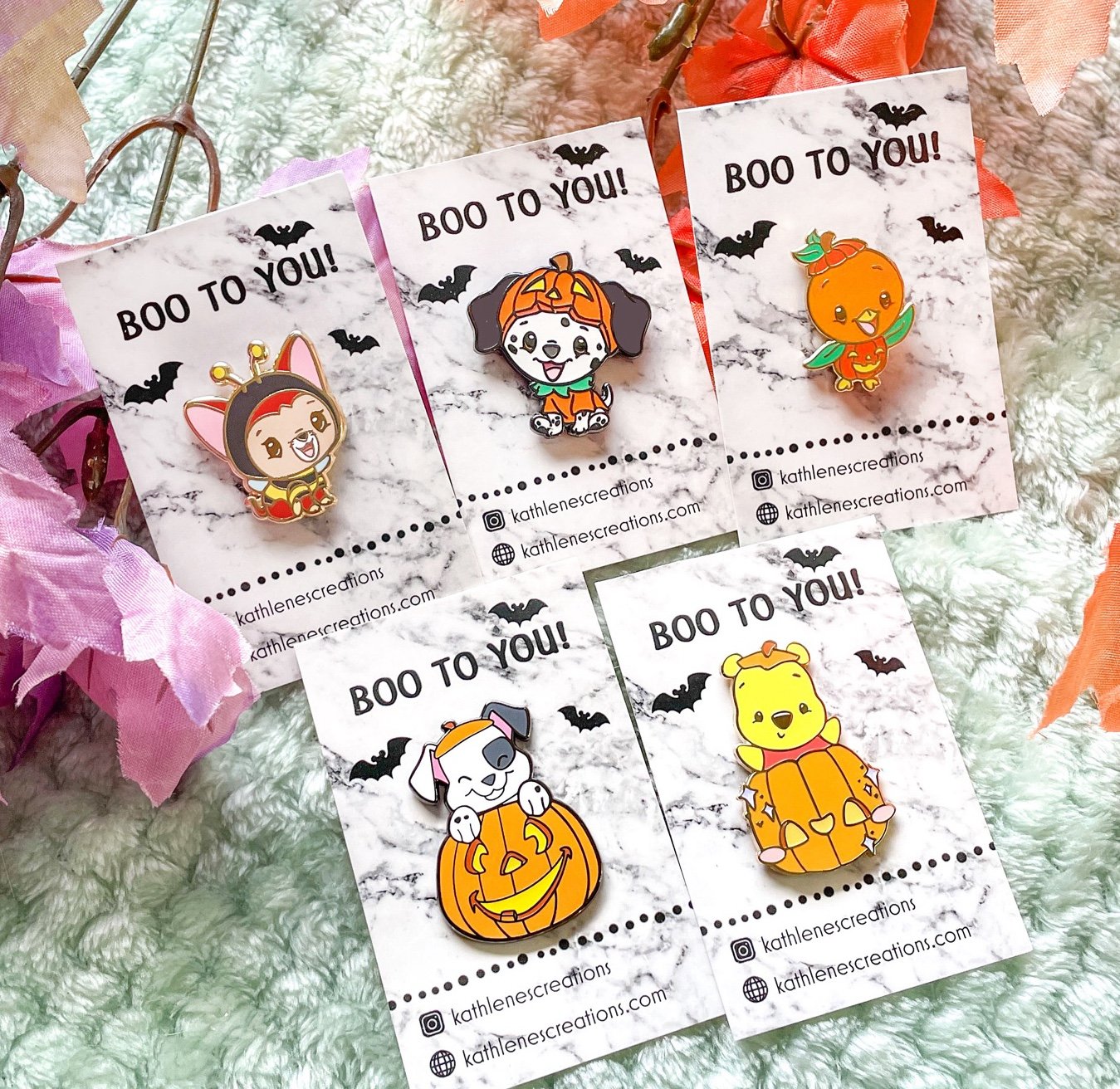 Disney Halloween Fantasy Pins Set of 5 Orange Bird Pooh Bear 101 Dalmatians