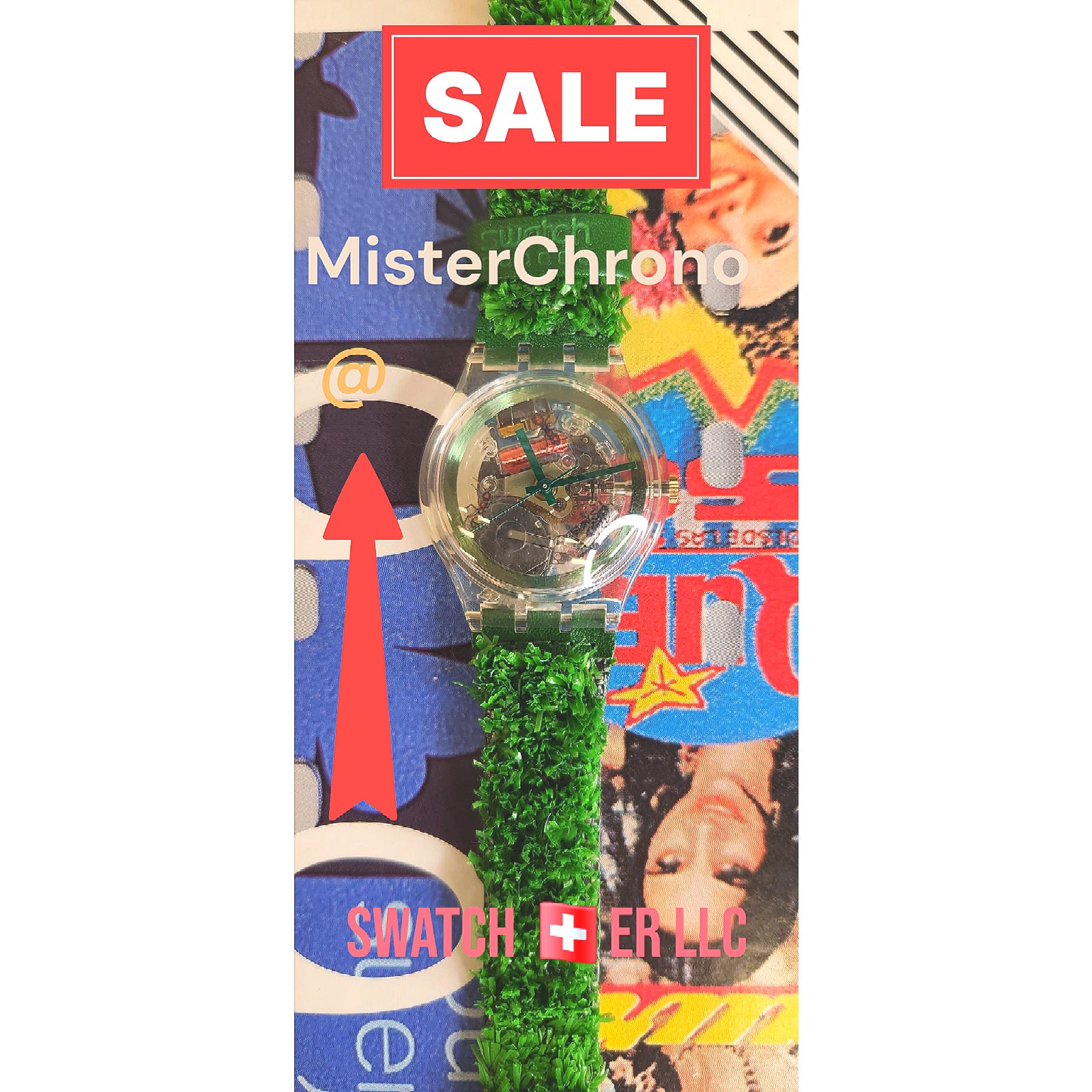 Swatch watch GARDEN TURF SKZ103 1997 Collector Specials New with New battery