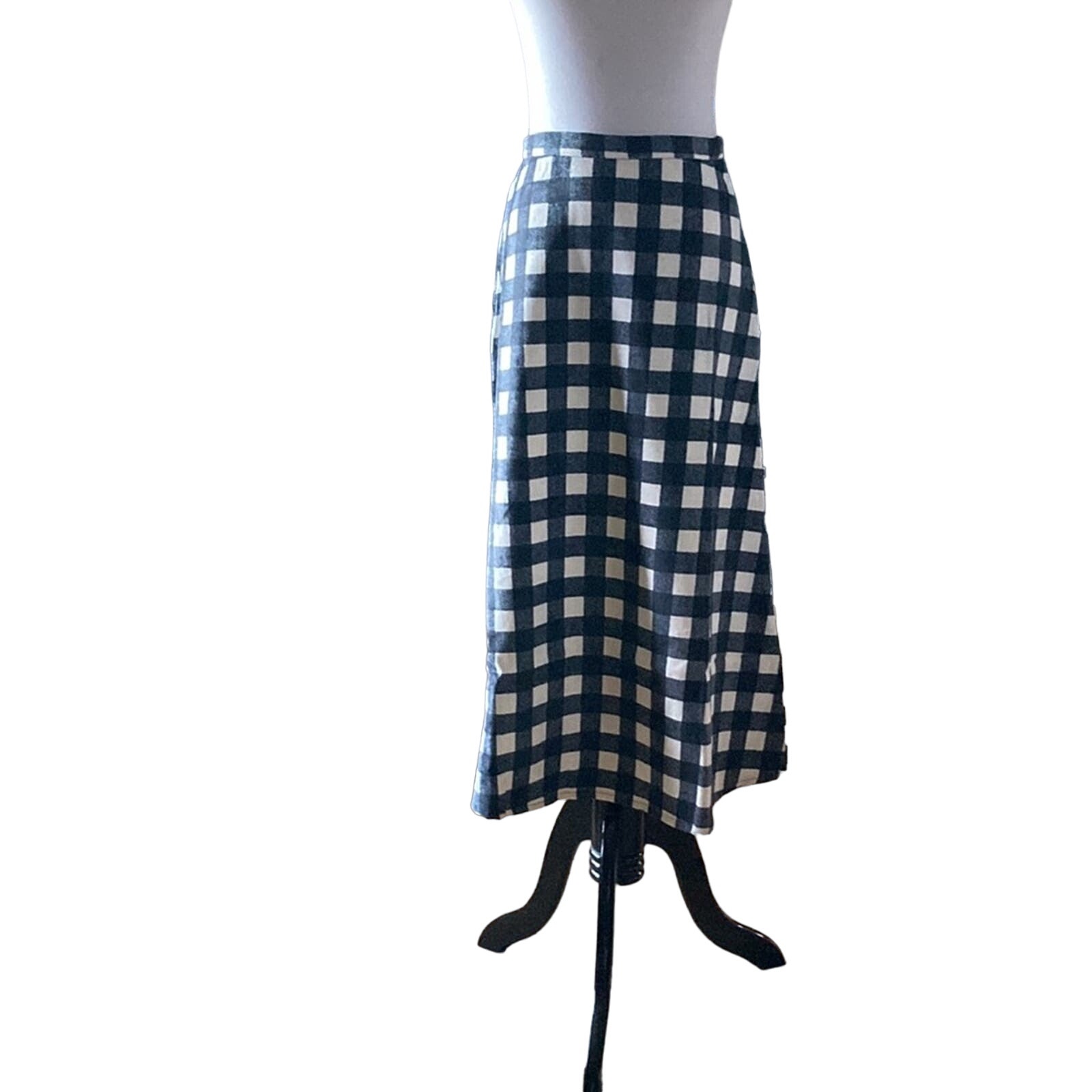 ModCloth Compania Fantastica Black & Cream Check A-line Skirt, Size XS