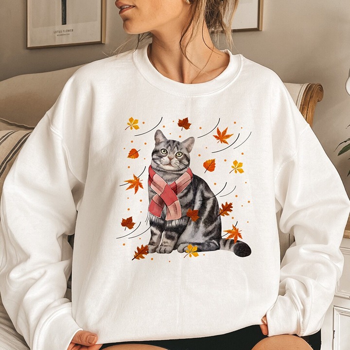 Cats Autumn Fall Shirt - Funny Thanksgiving & Cat Lovers Tee Fall Sweatshirt