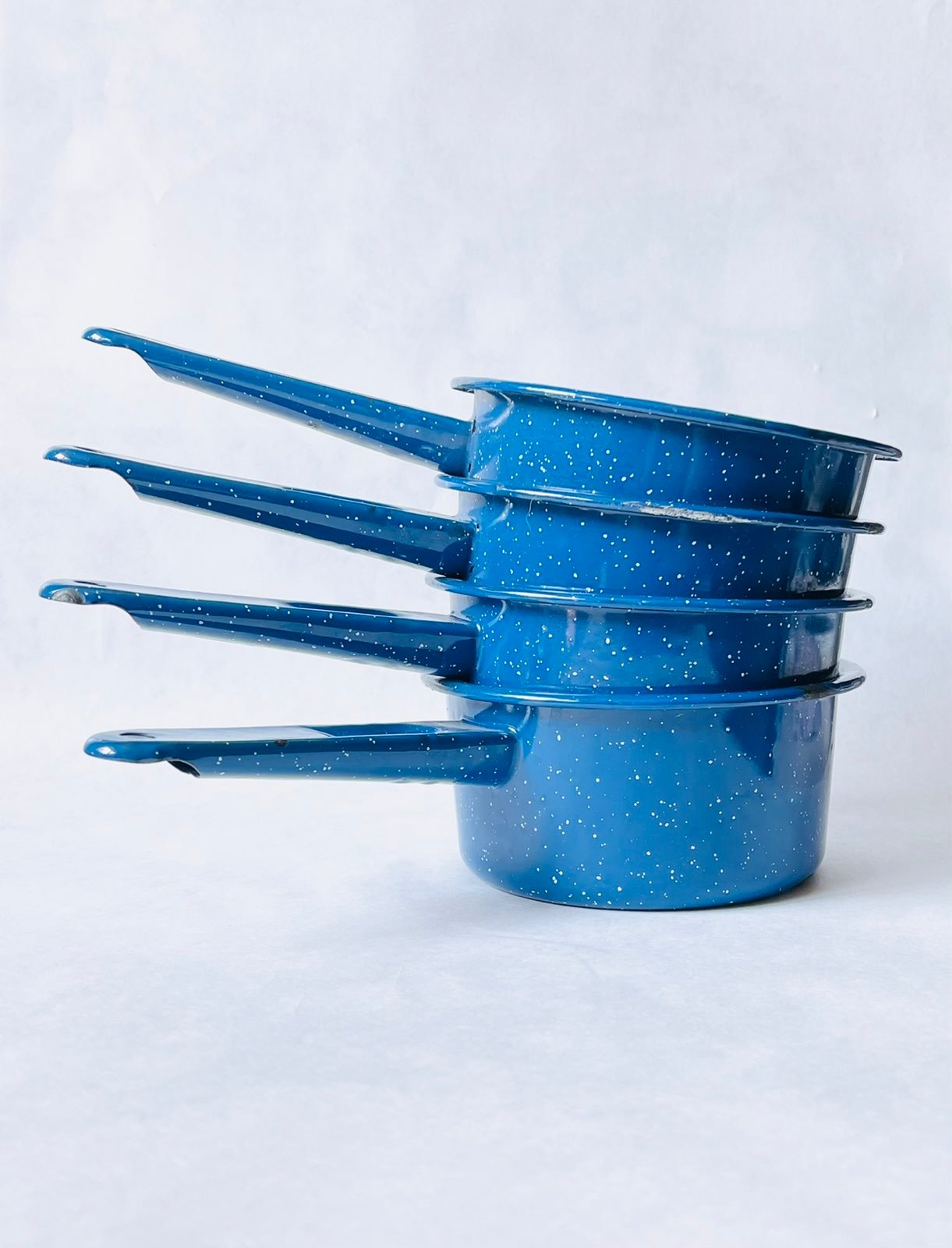 Vintage Blue Enamelware Pan Speckled