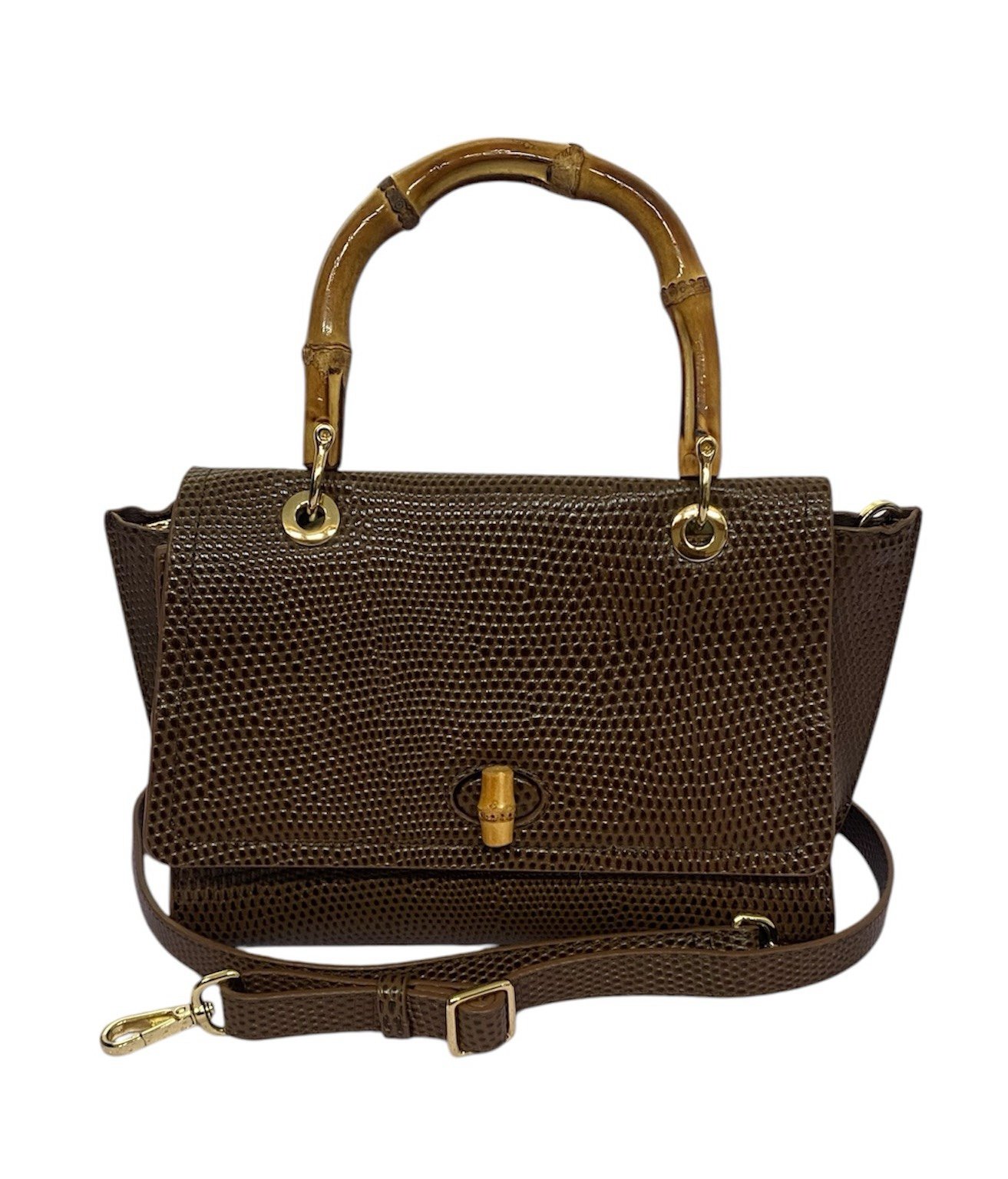 J. McLaughlin Alison top handle embossed leather satchel(brown)