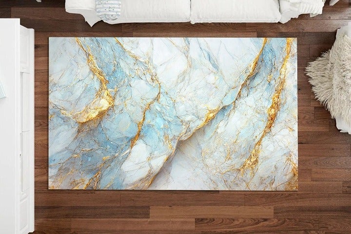 Inch 30x18 Aquamarine Rug Aesthetic Rug Luxury Home Decor Glit Rug Natural Stone