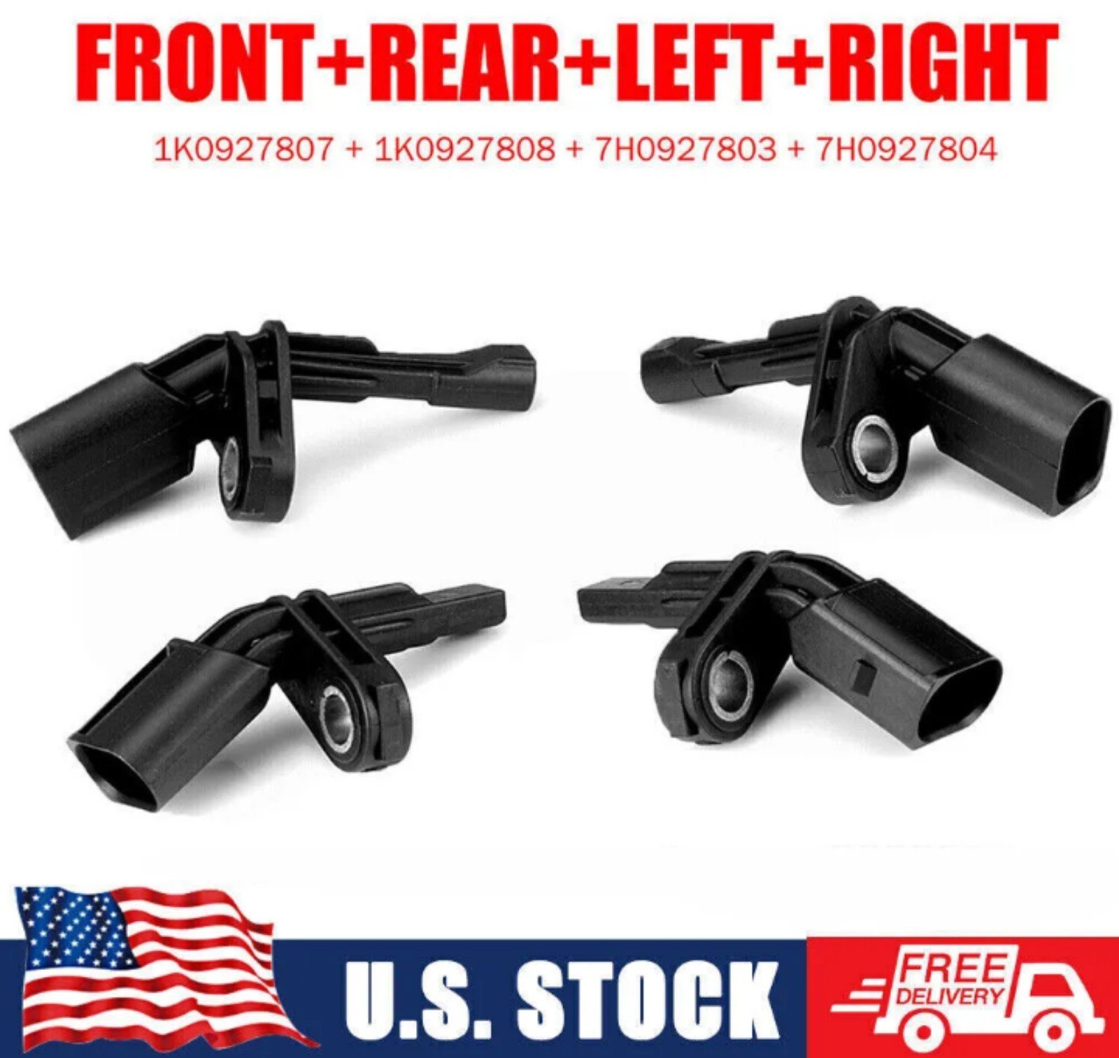4 ABS Wheel Speed Sensor Front Rear Left & Right Fits for Audi & Volkswagen Set