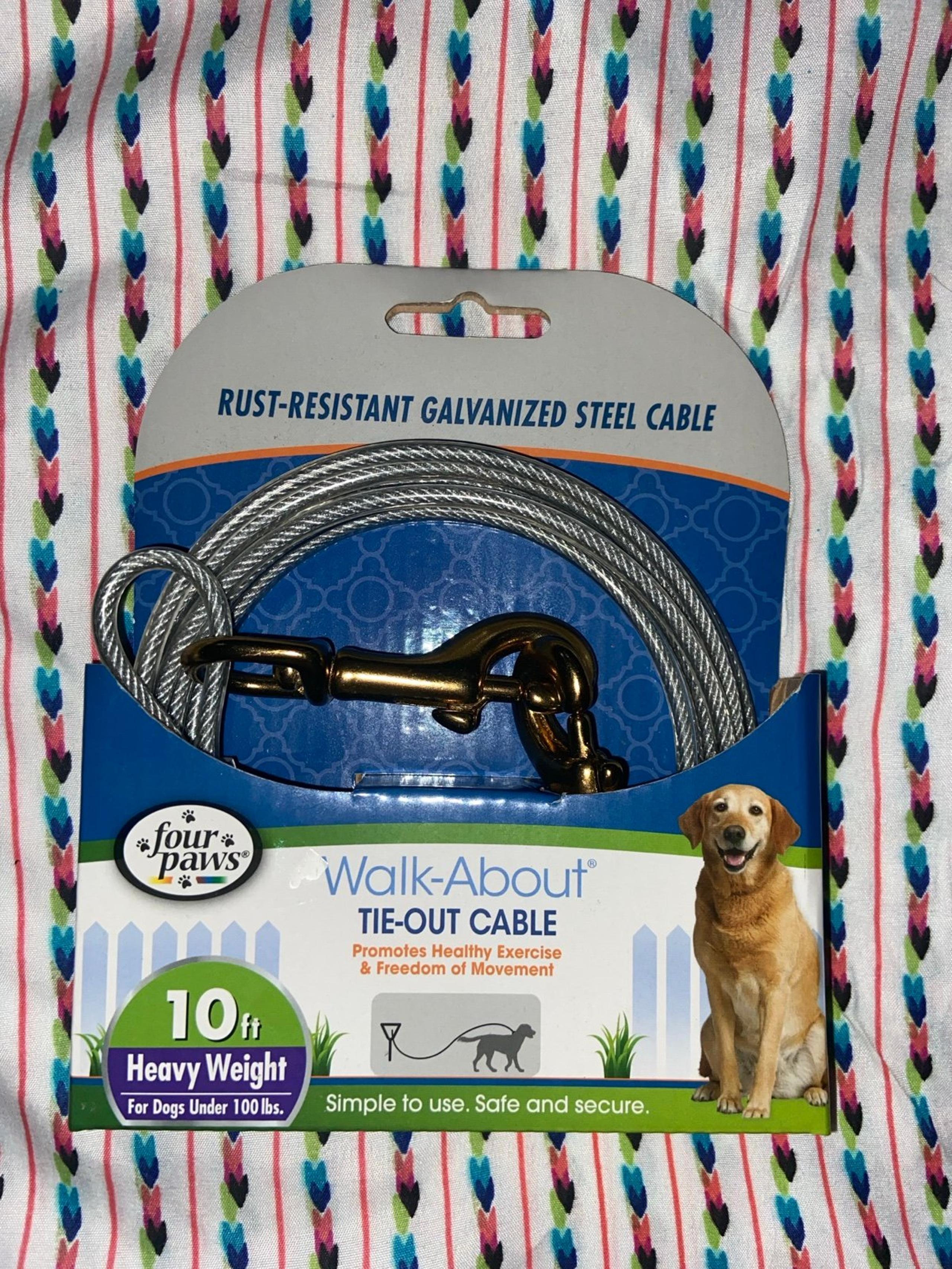 BNIB Rust-Resistant Galvanized Steel Cable Walk-About Dog Tie-Out Cable