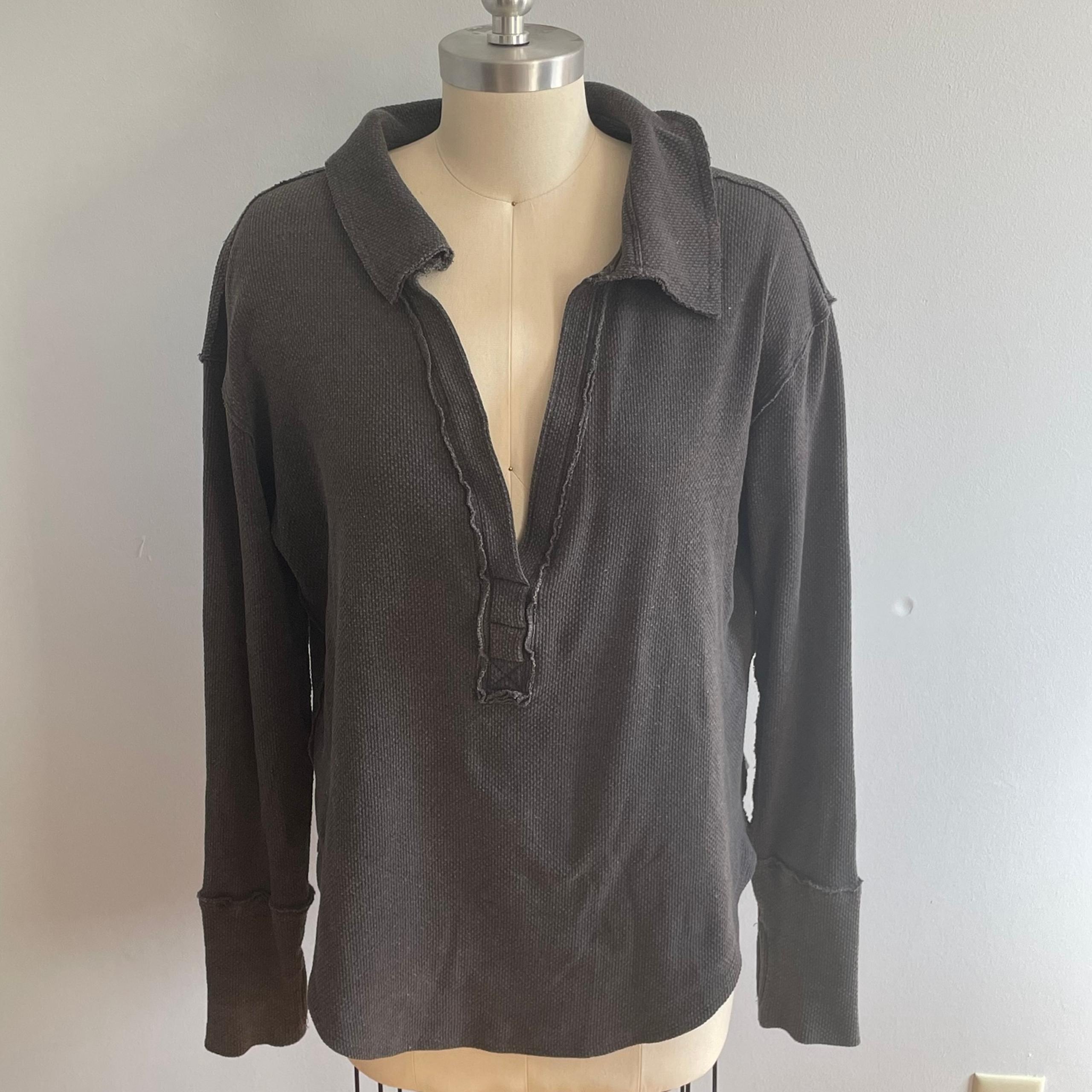 We The Free Anakin Thermal Top for Women- Charcoal- Oversized- Size Small