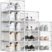 Transparent Foldable Shoe Box Pack of 12 Stackable Shoe Organizer Containers