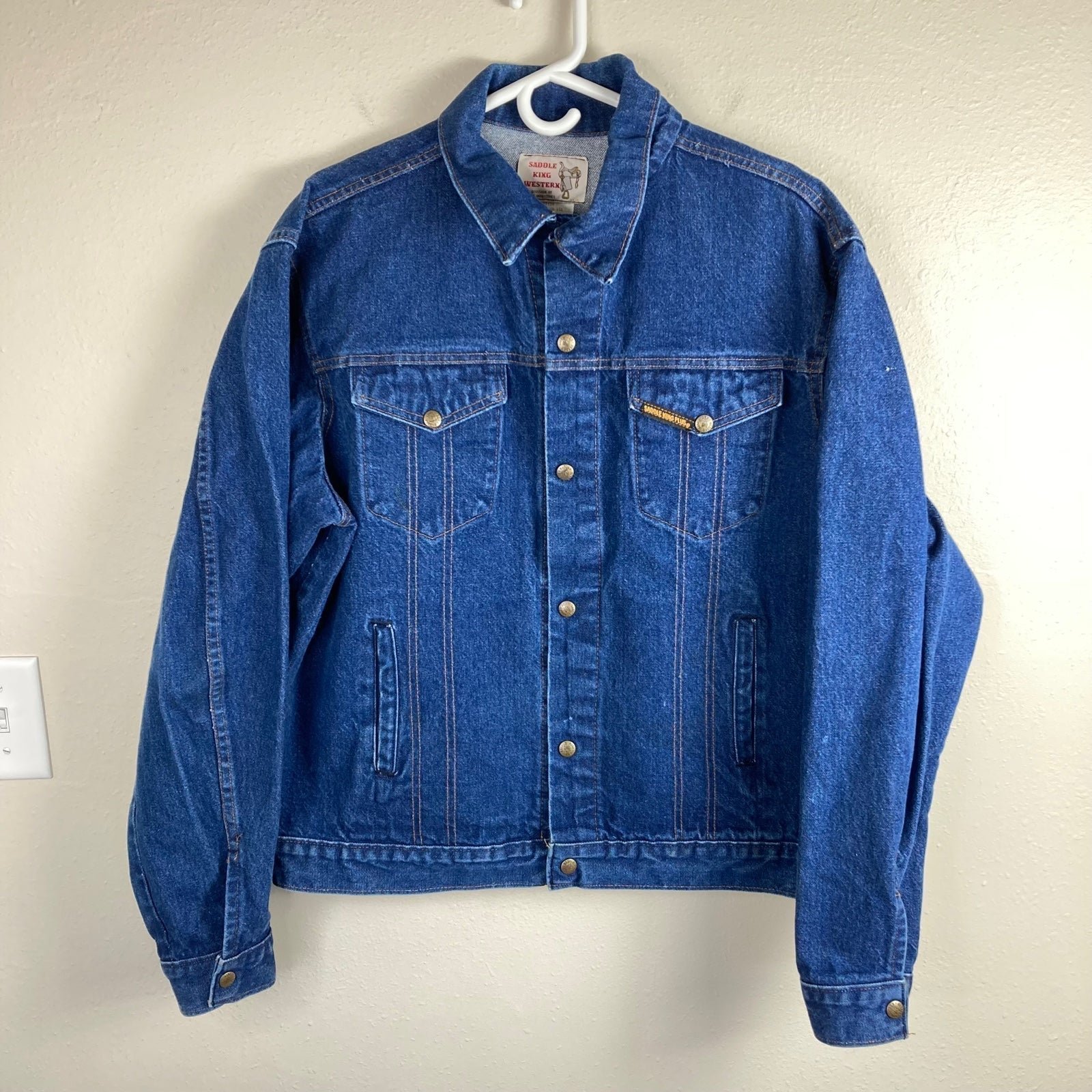 Vintage Saddle King Western Denim Jean Trucker Jacket 48 Tall