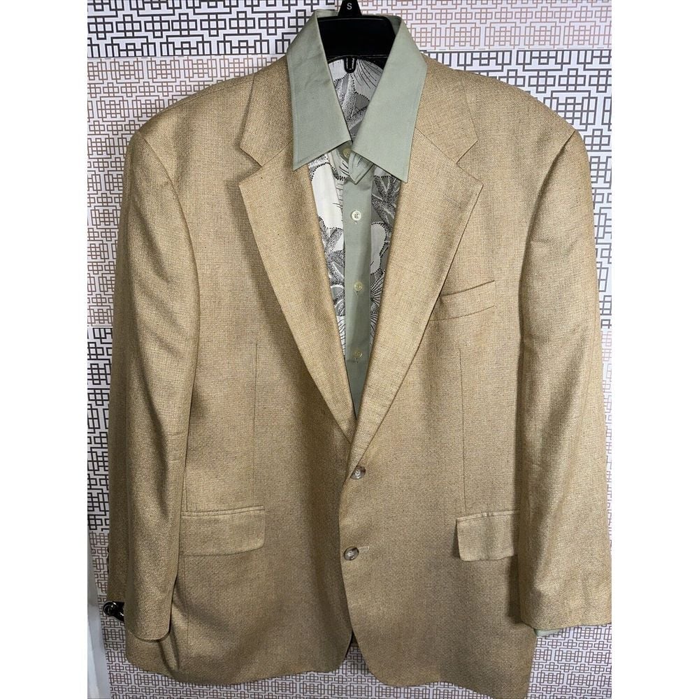 Jos A Bank Mens Blazer Sport Coat Two Button Casual Jacket Size 44R Silk Suit