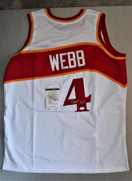 SPUD WEBB SIGNED HAWKS WHITE JERSEY JSA