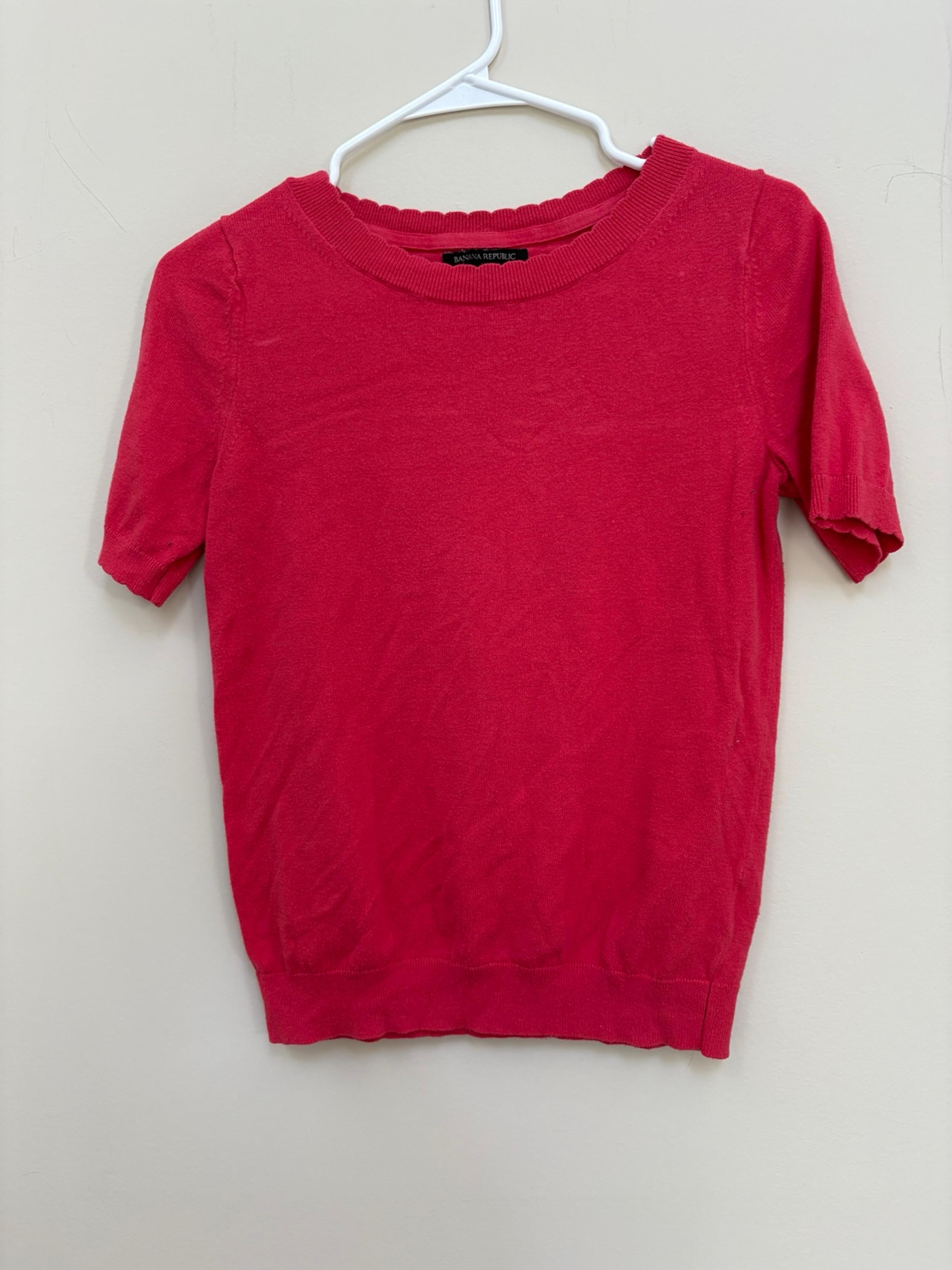 Crewneck Short Sleeve Sweater Top Pink Women’s XS - Banana Republic