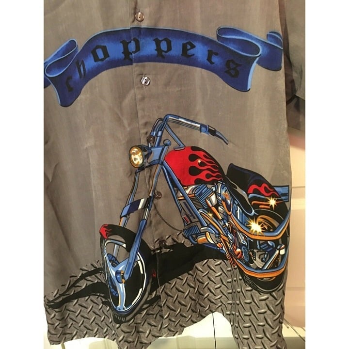 Vtg Malibu Dreams Choppers Motorcycle Men’s Sz L Gray Blue Red Black