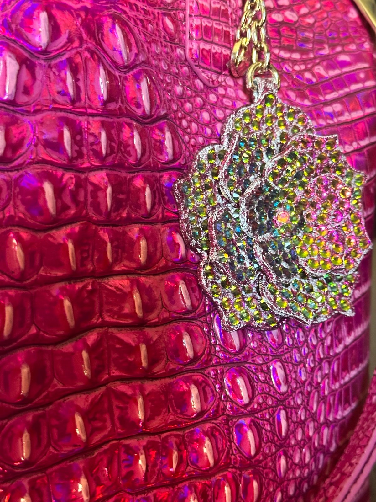Custom color Brahmin Magnolia raspberry color shift crystals fuchsia pink