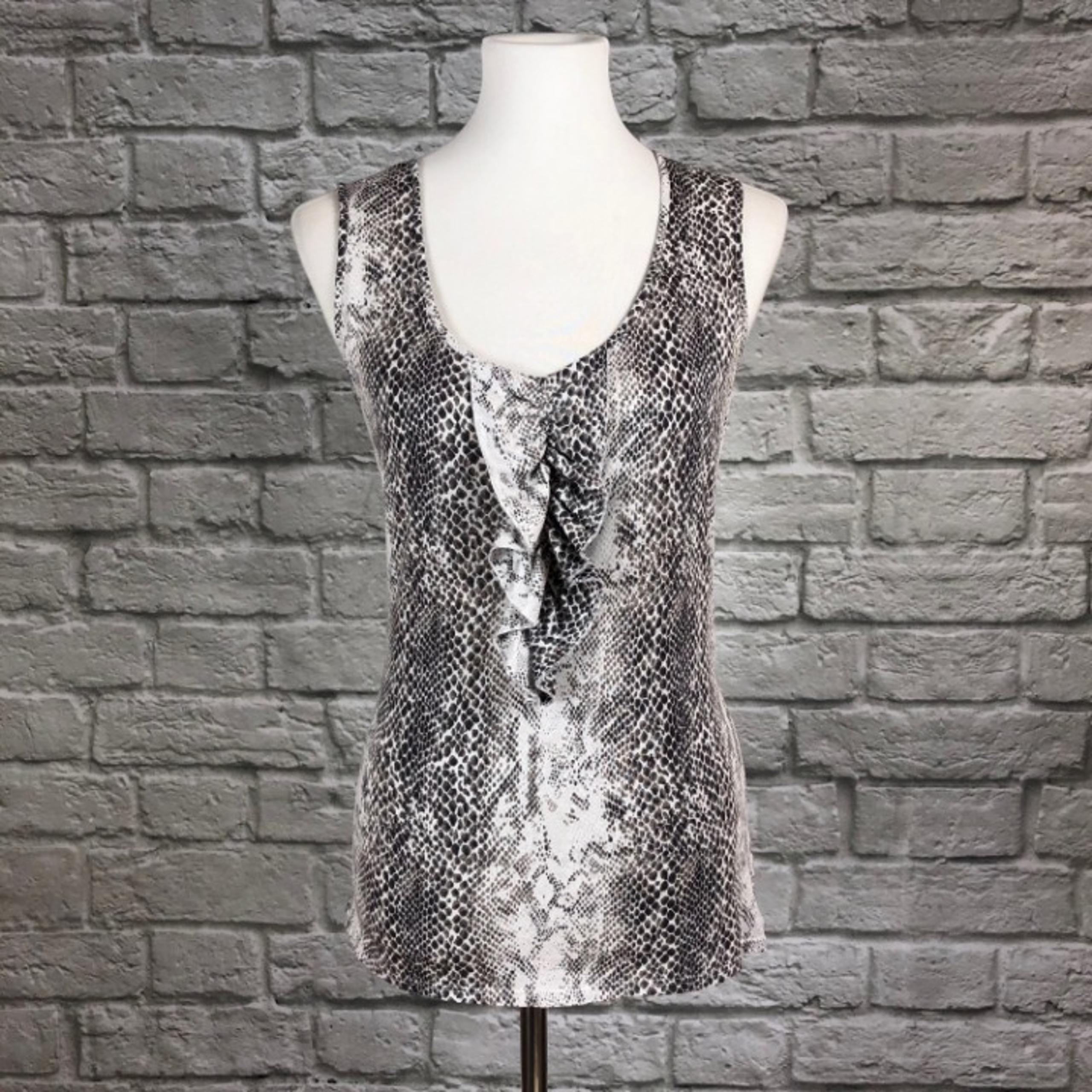 Tahari Python Snake Print Ruffle Tank