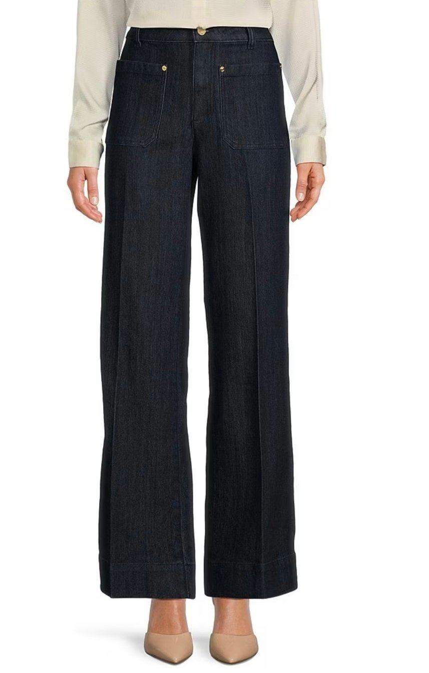 Michael Kors Premiere Denim Hi-Rise Wide Leg Jeans size 10 new