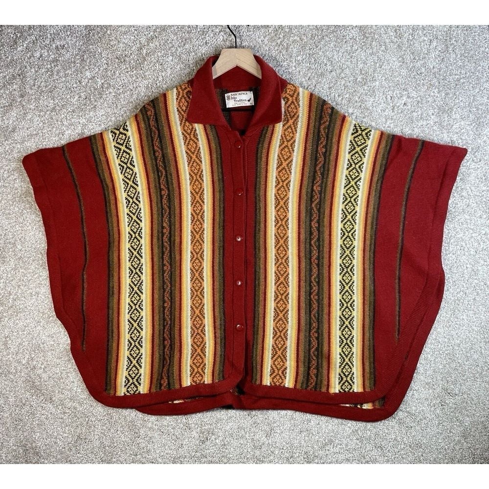 Poncho Unisex Baby Alpaca One Size all seasons Pattern boho hippi Inka Tradition