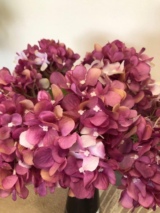 Hydrangea vase arrangement Glass purple vase 28cm height