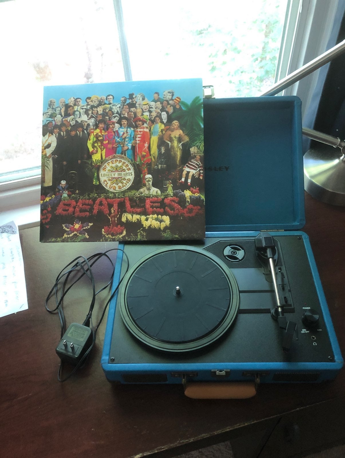 crosley record player and sgt peppers lo