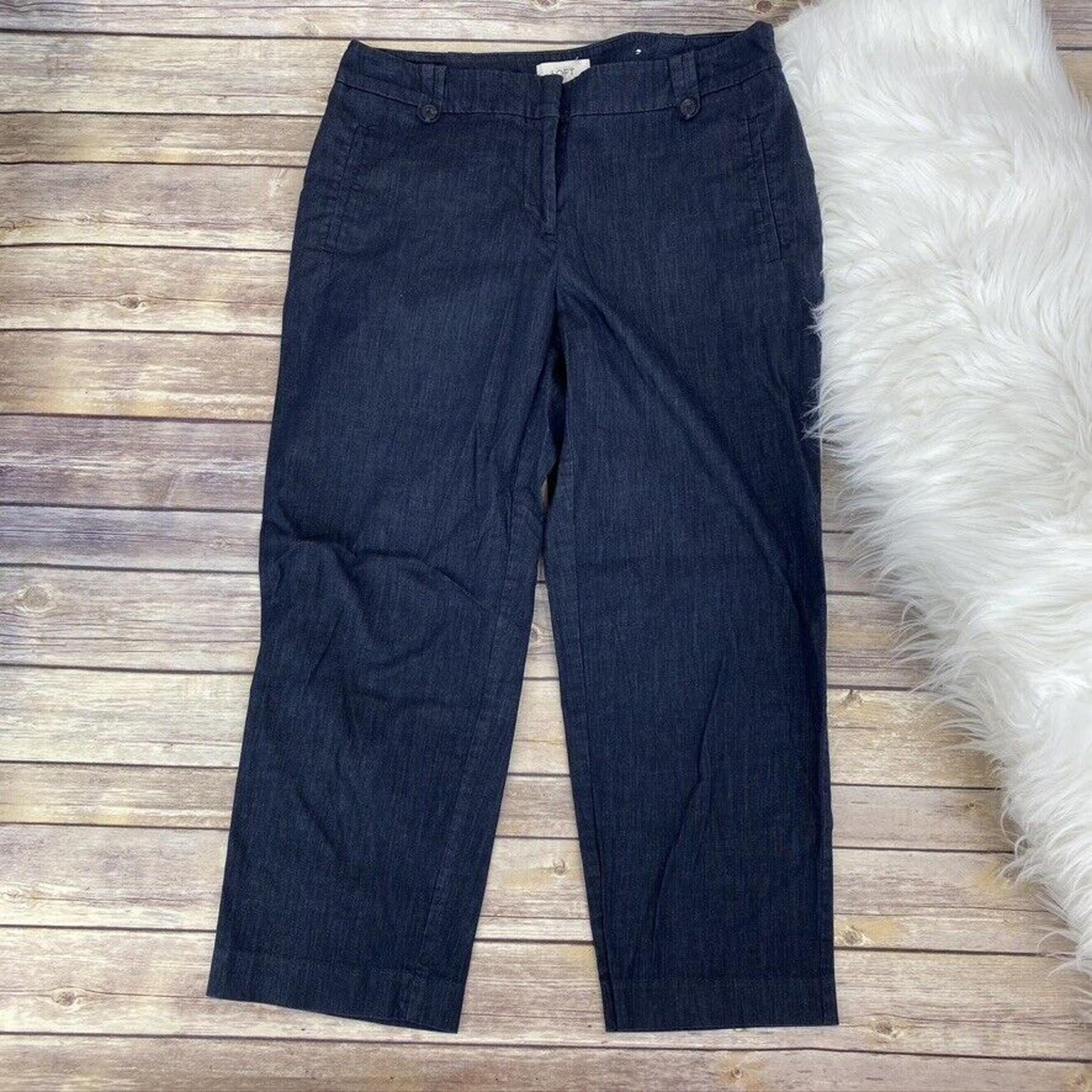 Ann Taylor LOFT Women's Straight Leg Capris Sz 4 Chambray Denim Effect Casual