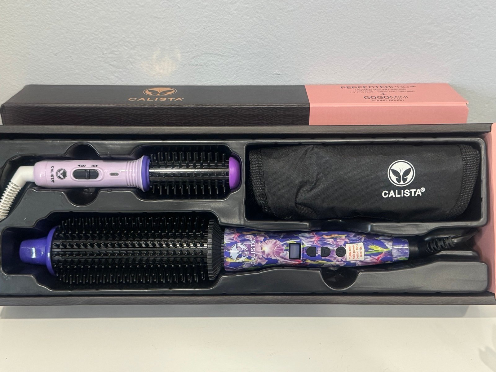 Calista PerfecterPro Heated Round Brush + GoGo Mini Brush (Iris Purple) 1.5”
