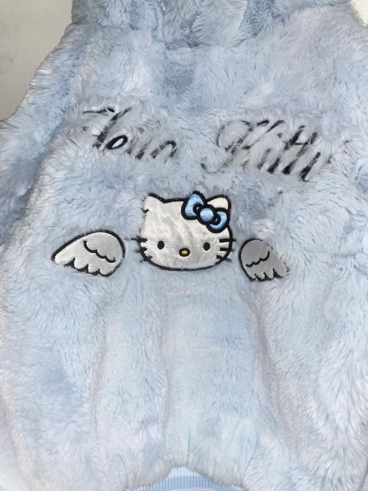 Forever 21 Faux Fur Angel Hello Kitty Zip Up Hoodie