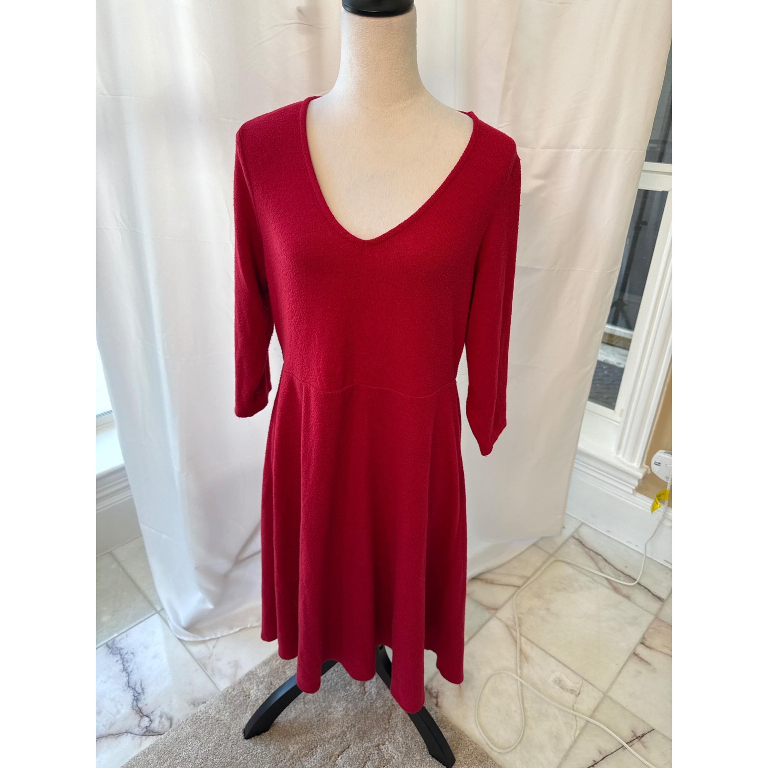 Torrid Super Soft Plush Knit Dress V-Neck 3/4 Sleeve Red Size 1