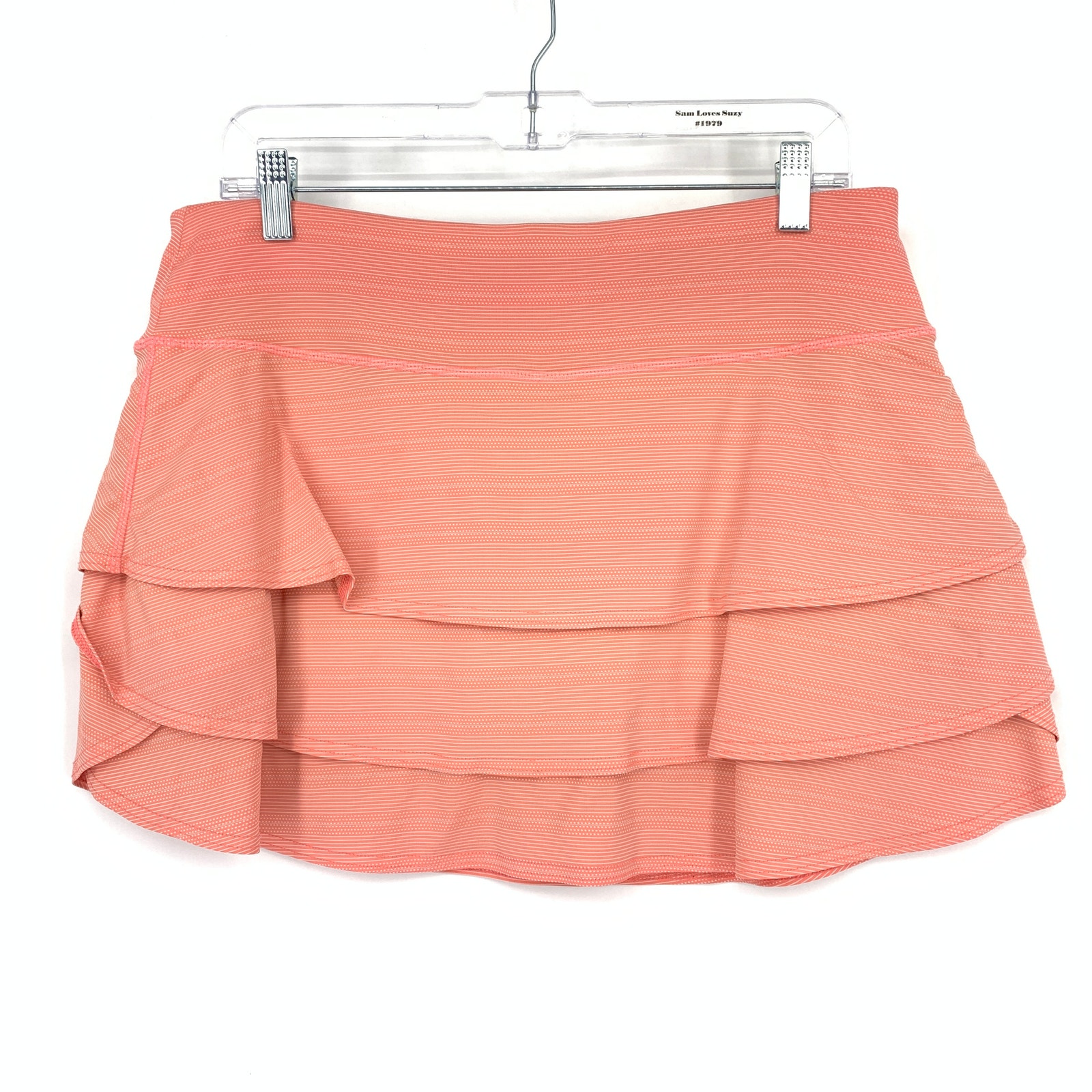Athleta Tiered Skort Womens Size Large Orange Micro Pattern Pull On Waistband