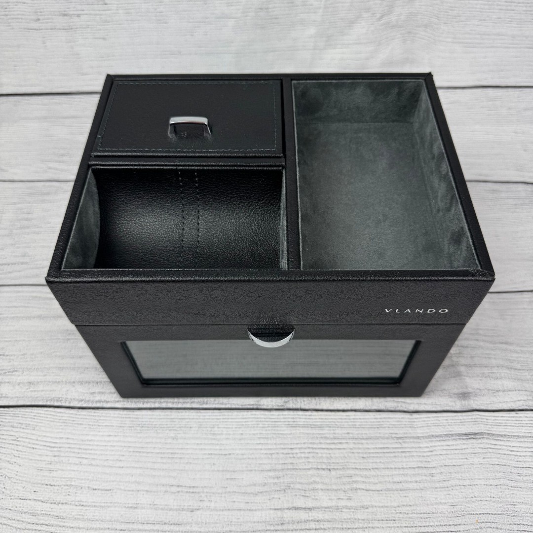 Vlando lighted Dual Double Watch Winder Black Gray great condition Tested