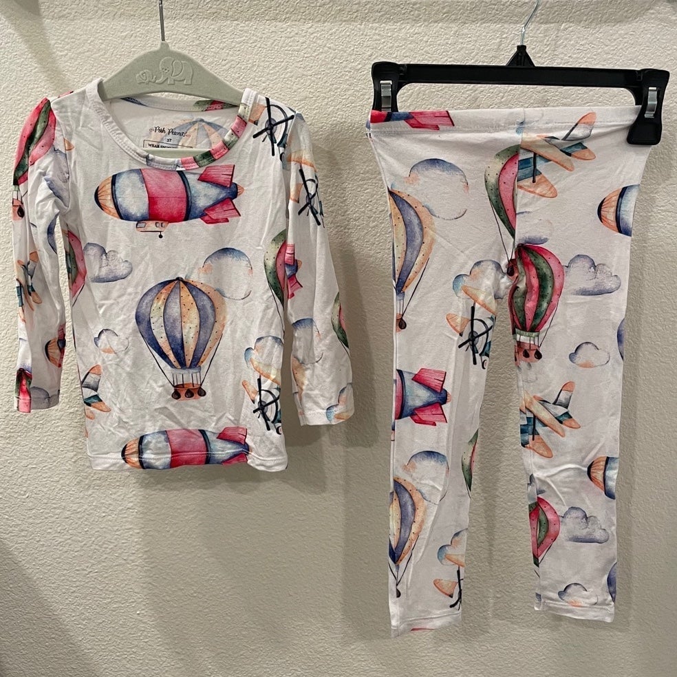 Posh Peanut Vintage Airplanes and Hot Air Balloons Toddler Pajamas 3T