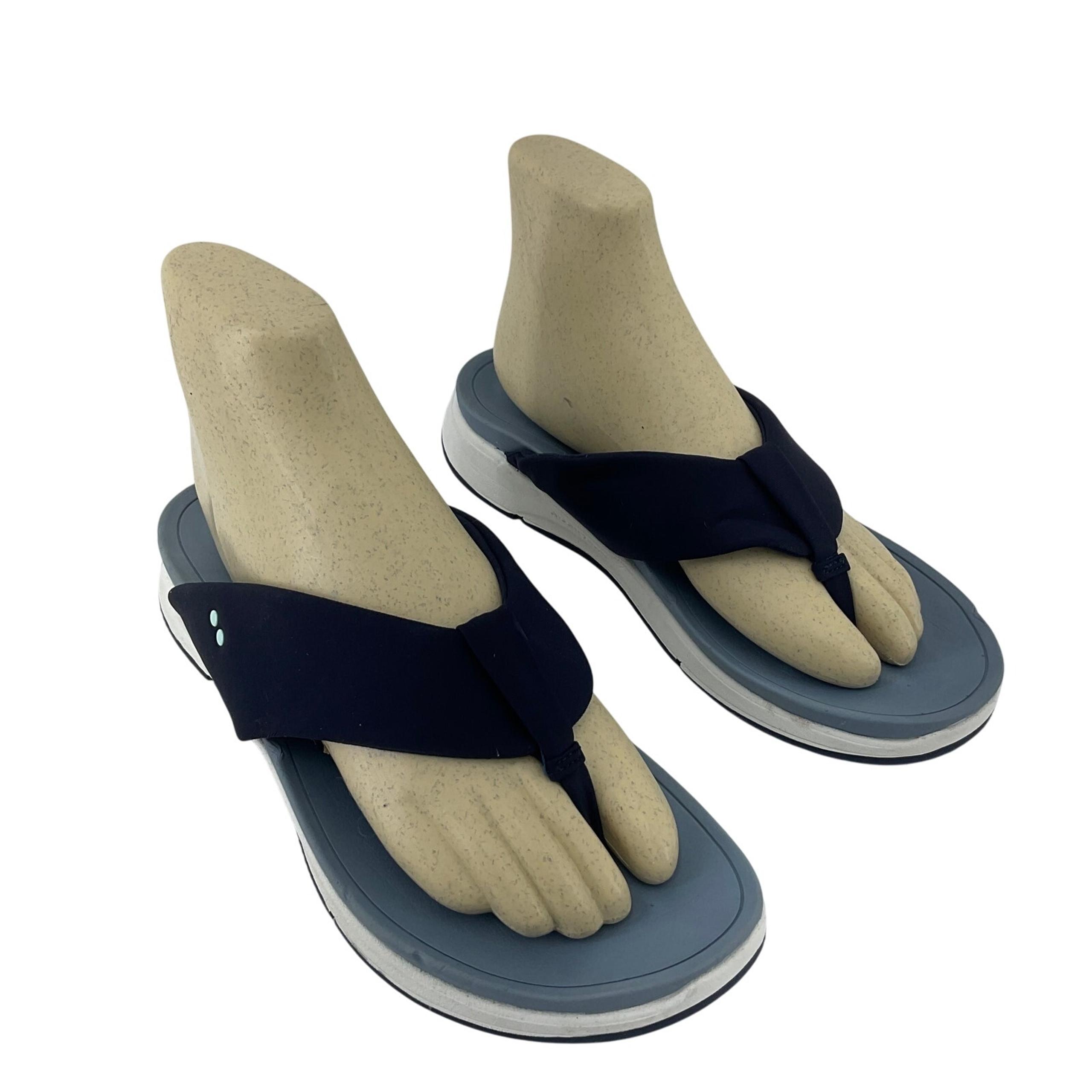 Ryka Black Soft Toe Thong Wedge Flip Flop Comfort Sandals Women's Sz 9 Preowned