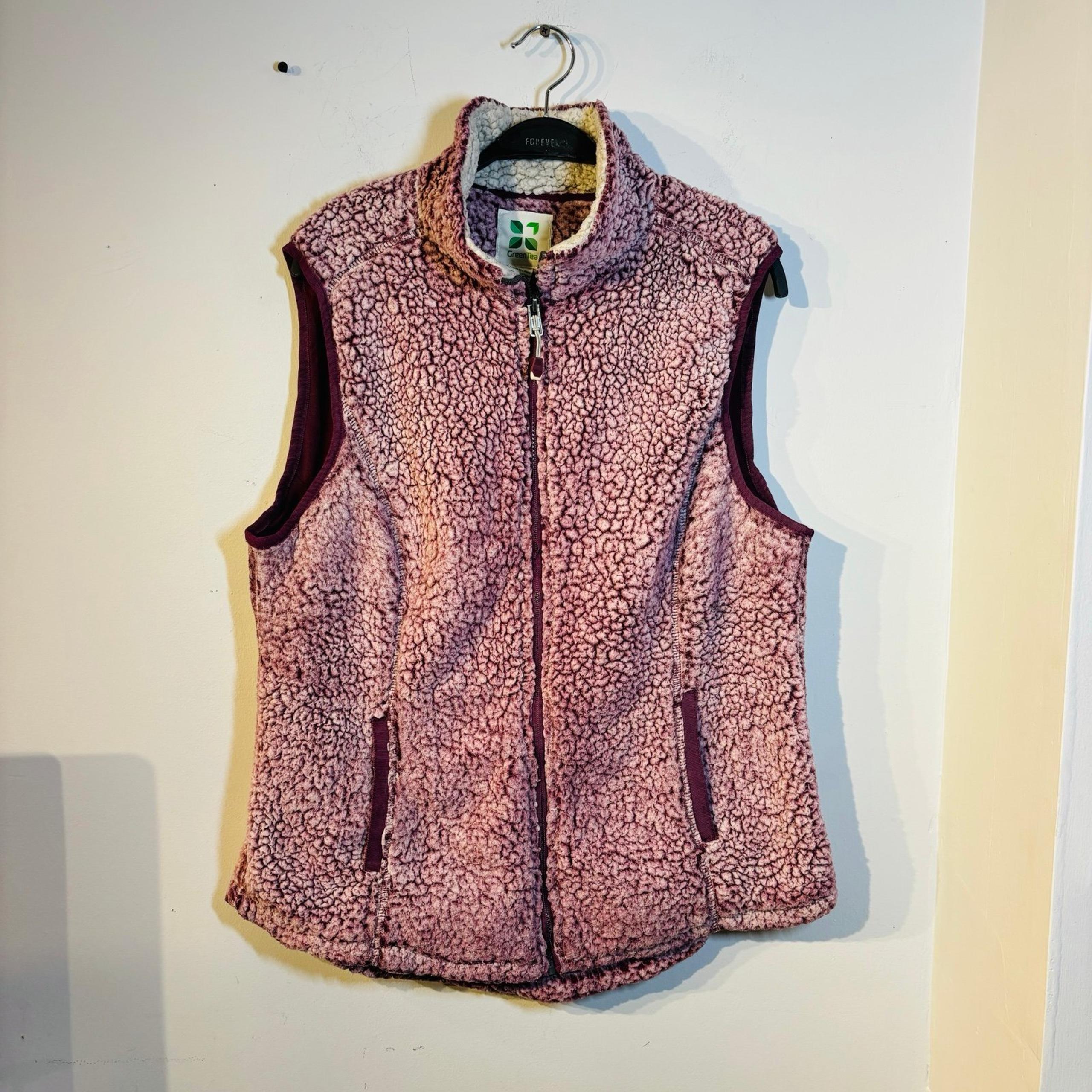 Green Tea Vest Sleeveless Outdoor Women's Sherpa Mock Jacket Full Zip