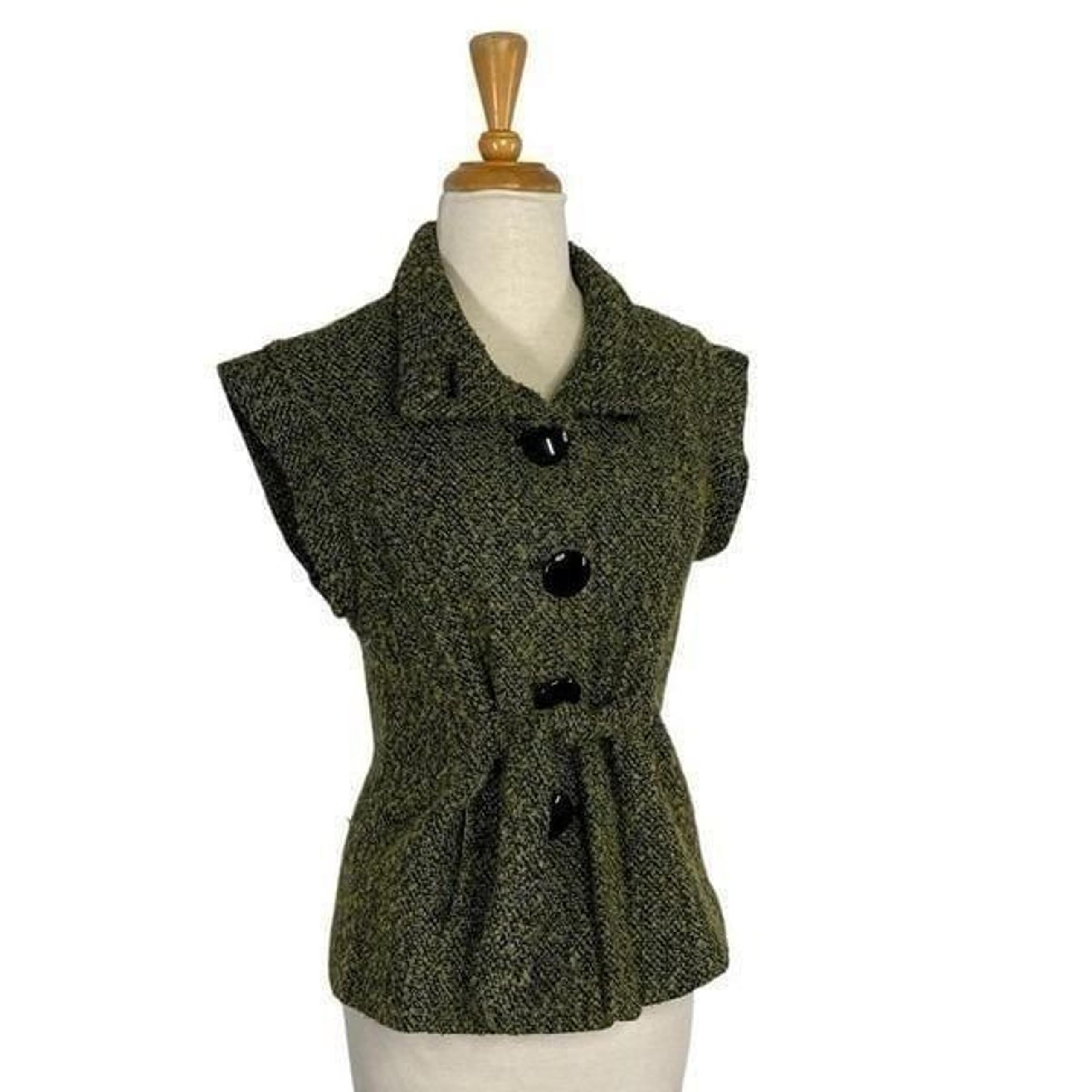 Anthropologie Luii M Green Tweed Vest Boho Cottagecore Fairycore Academia