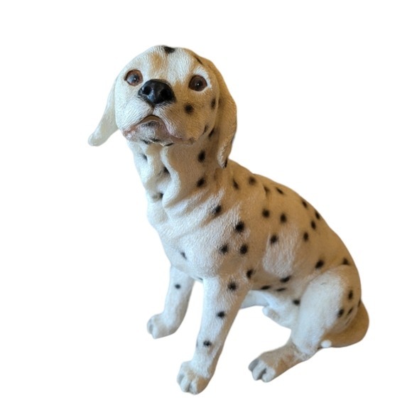Vintage Resin Dalmatian Puppy Statue Life Like Figurine Black and White 10