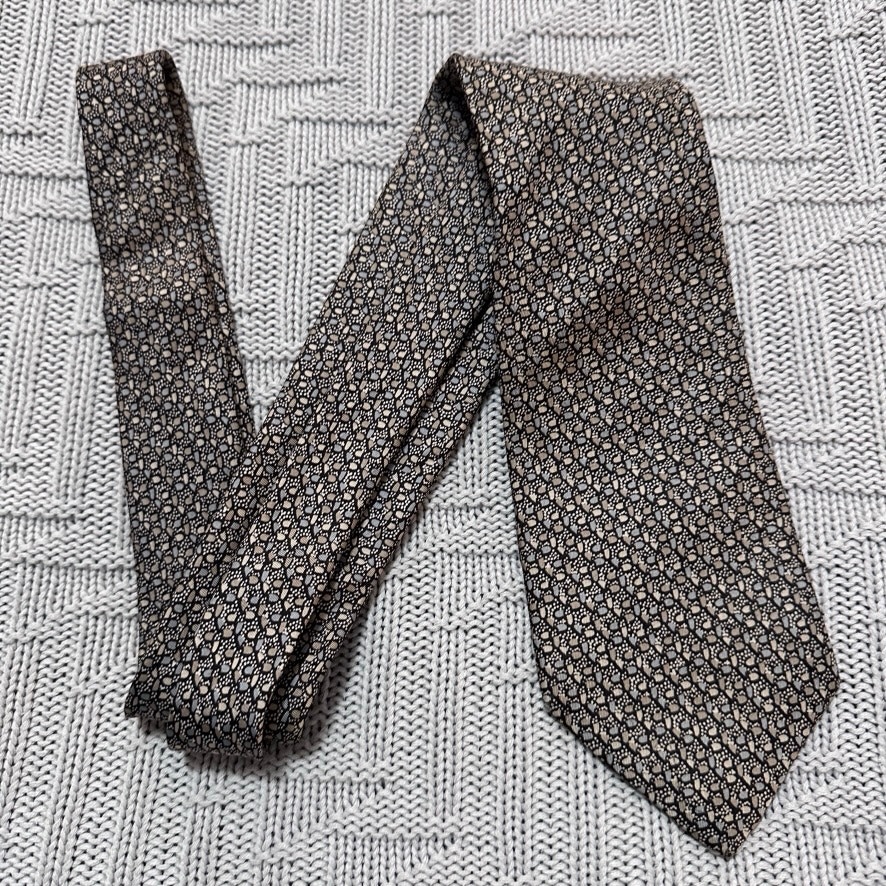 Vintage Dior black abstract polka dot silk tie