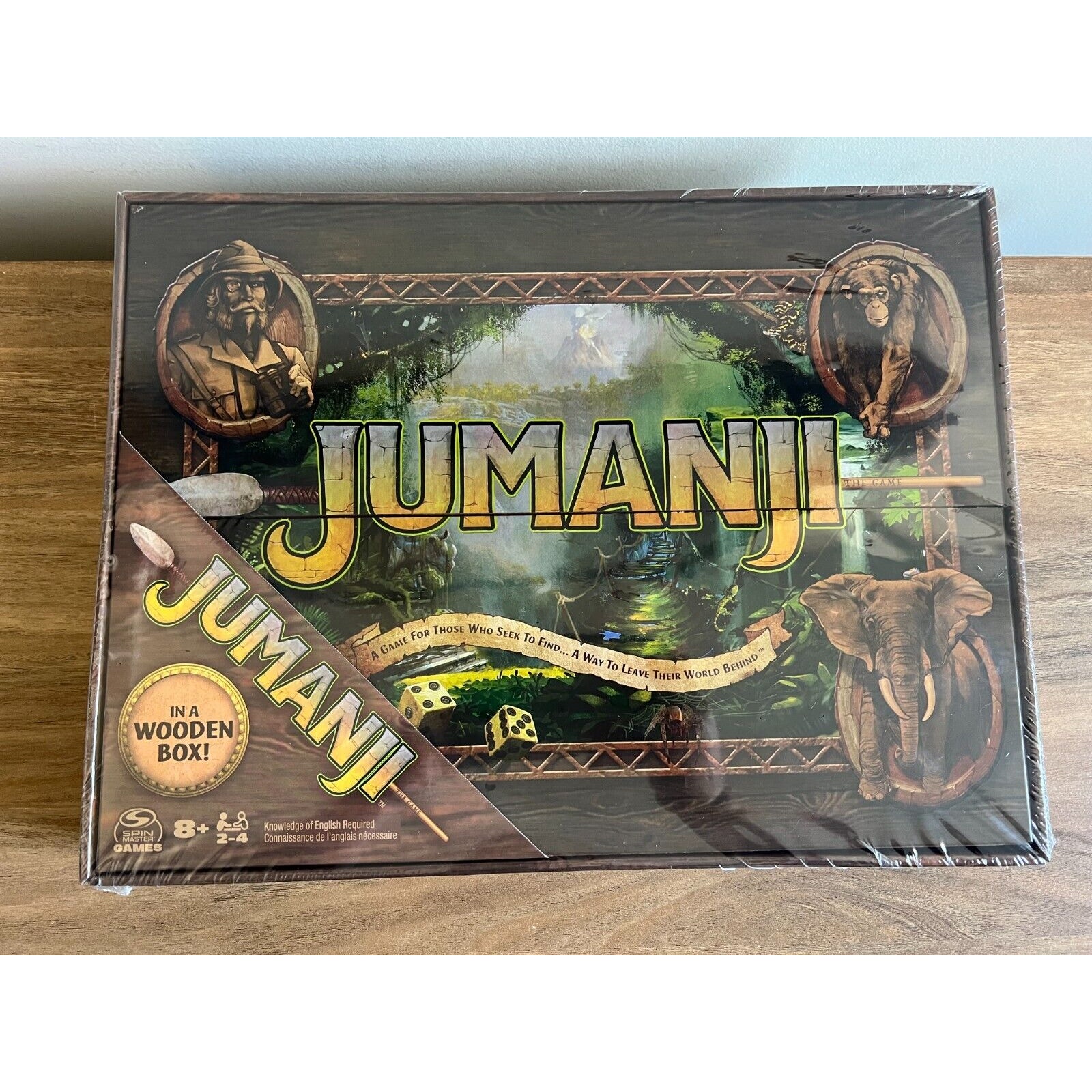Jumanji Board Game Wooden Box Classic Retro Real Wood Case NEW