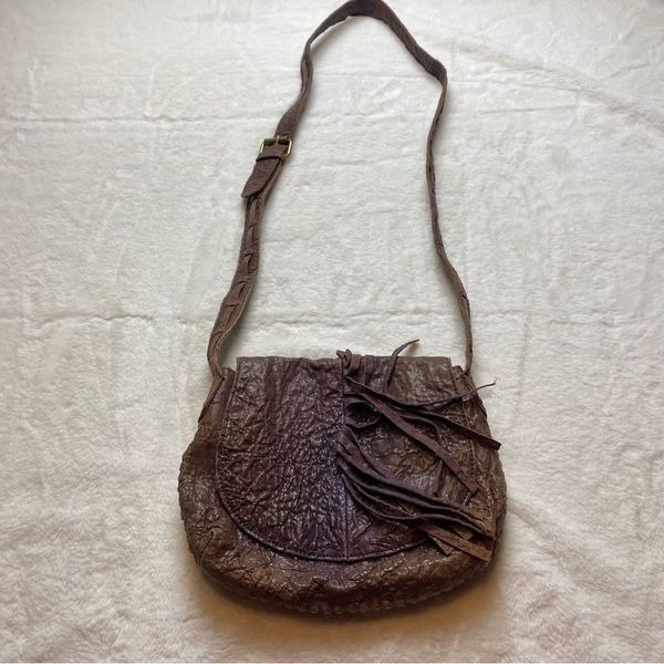 Camila Alcestis MUXO Leather Fringe Front Boho Saddle Bag Style Purse