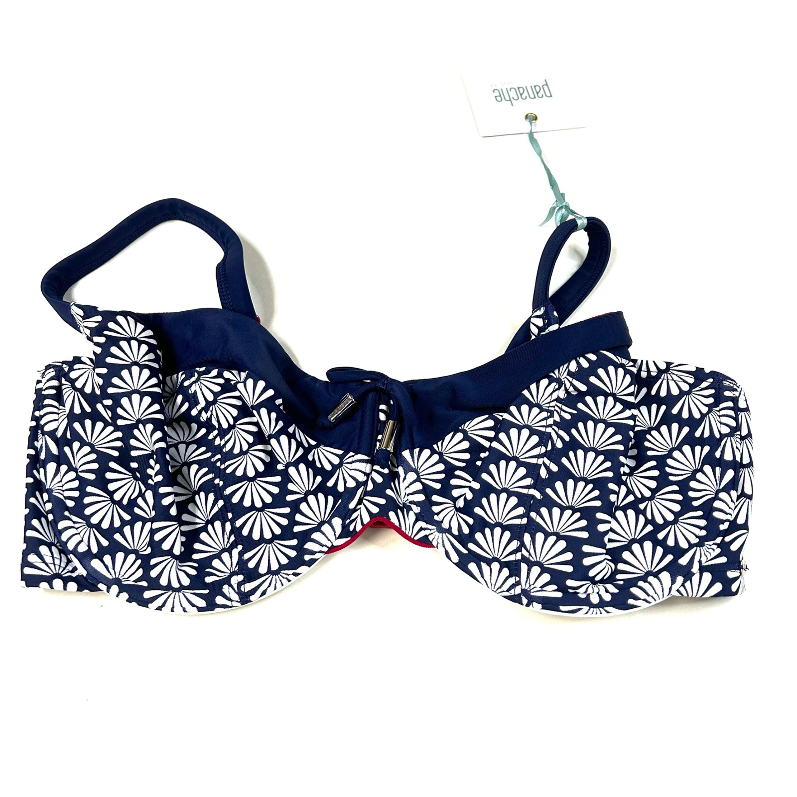 NEW Panache Swim 32FF Bikini Top Milano Balconnet Blue White SW1152 #2692
