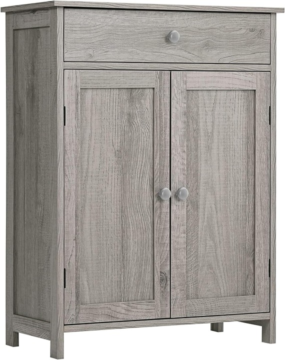 Bathroom Floor Storage Cabinet with 1 Drawer 2 Shelves and 2 Doors