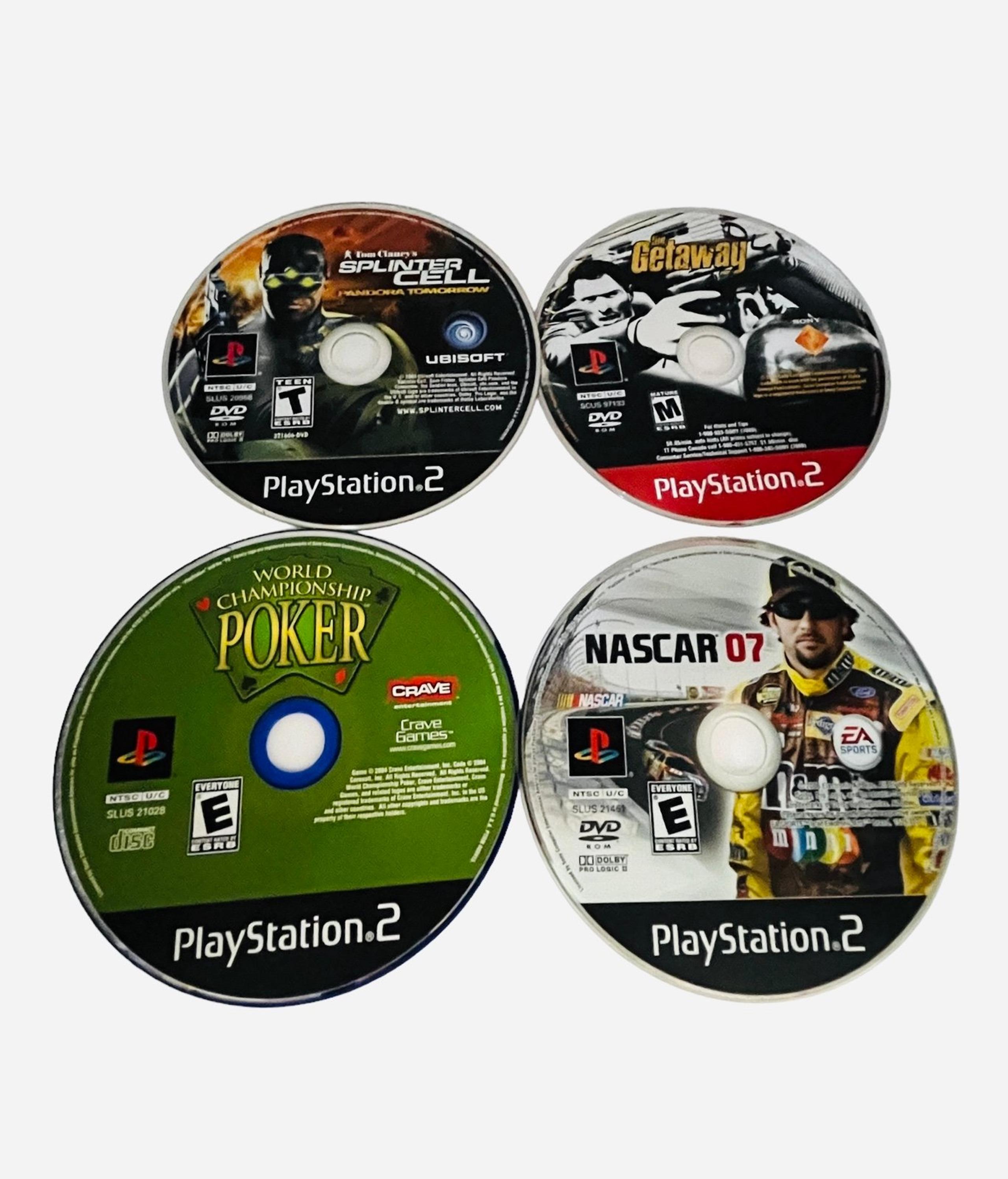 PS2 Game Disc Lot Tom Clancy Splinter Cell Getaway NASCAR 07 Poker Tested Sony